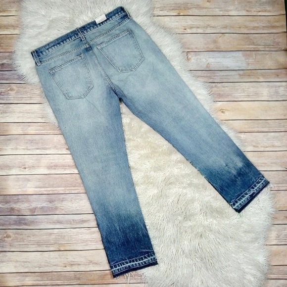 Current/Elliott | Straight Leg Distressed Ombre Released Raw Hem Cropped Jeans - Picture 4 of 8